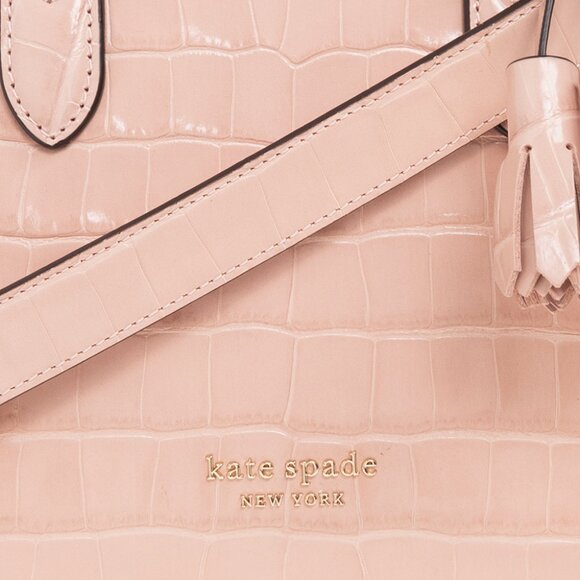 NWT ⭐ K9891 Knott Croc-embossed Leather & Suede Medium Satchel ⭐NWT & DUST BAG - Picture 6 of 17